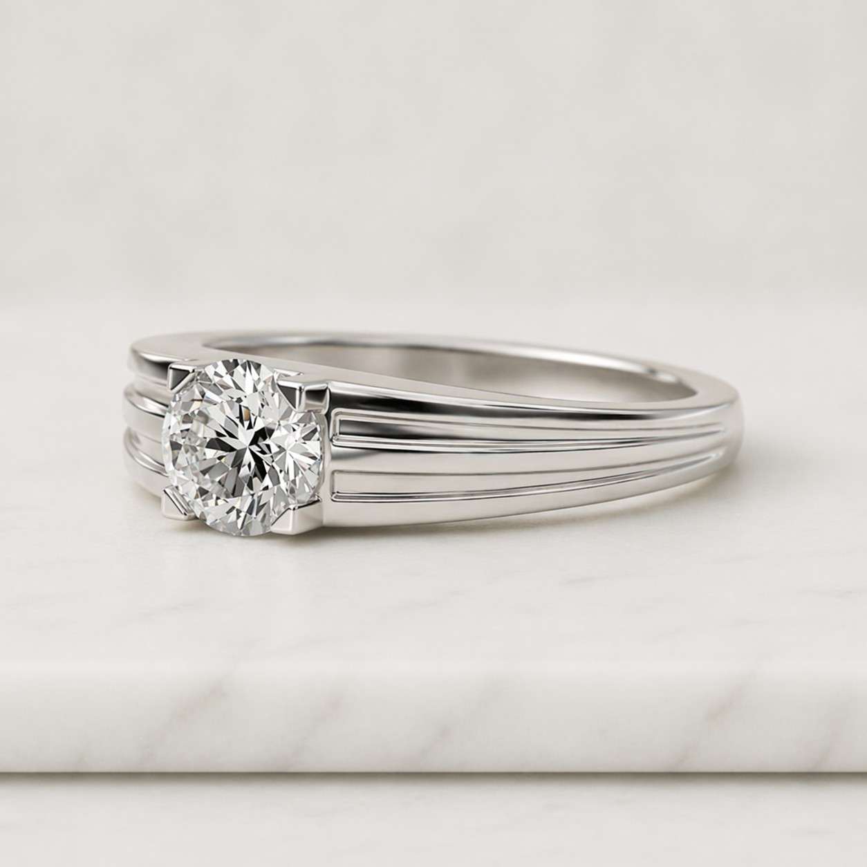 solid gold 3.5mm width round cut moissanite engagement ring round prongs, solitaire ring
