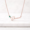 Custom Name Necklace with Emerald Birthstone Charm