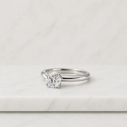 Moissanite Solitaire Engagement Ring, Round Brilliant Cut Anniversary Band, 14K Gold Six Prong Minimalist Promise Ring