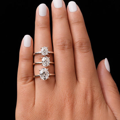 Oval Diamond Engagement Ring Lab Grown Diamond Solitaire Ring Wedding Anniversary Gifts Simple Diamond Ring for Proposal 10k 14k 18k Gold