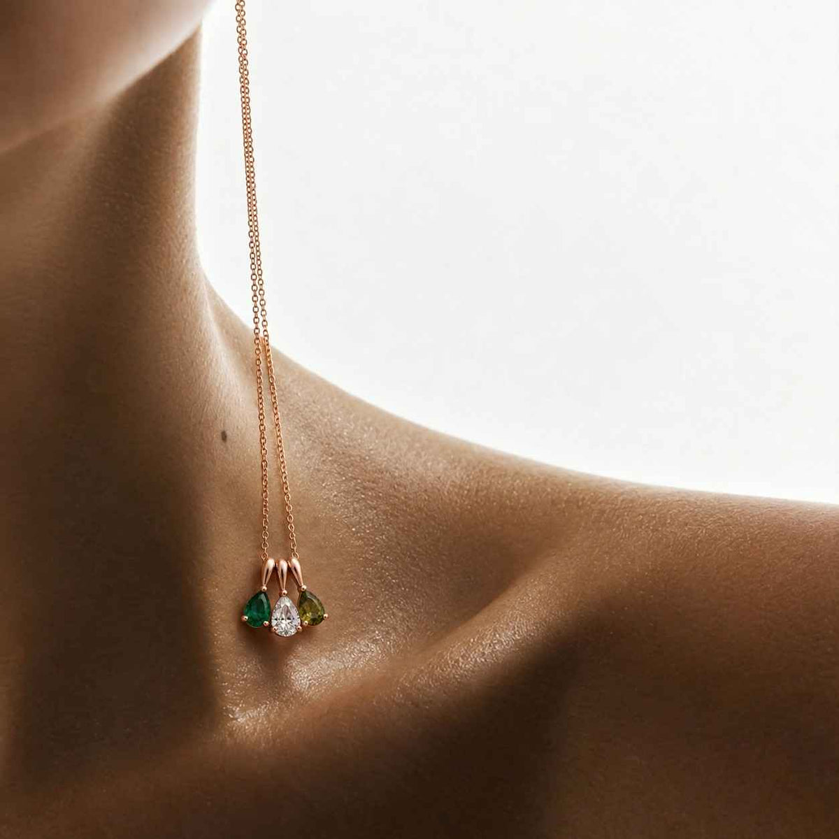 Minimalist Pear Cut Moissanite Dangle Necklace Unique 14k White Gold Four Stone Drop Pendant Delicate Engagement Necklace Wedding Pendant
