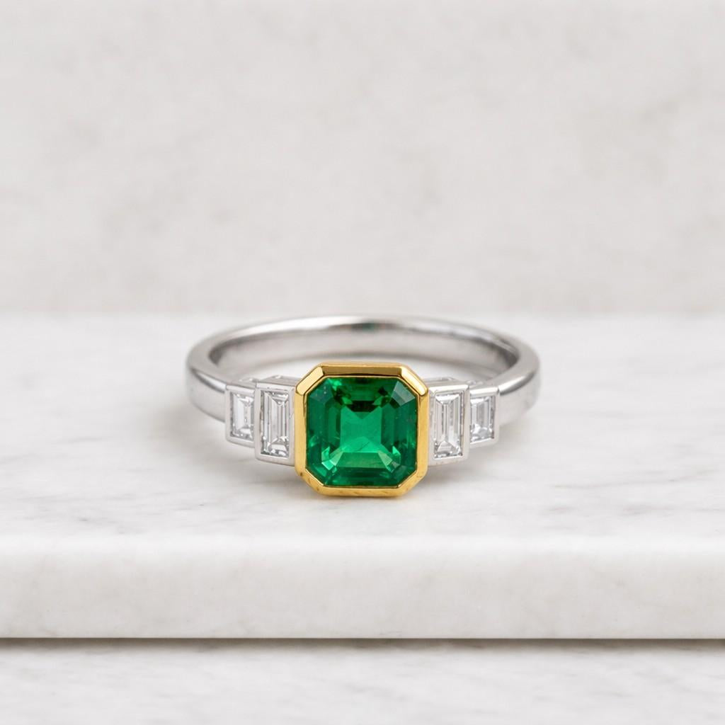 green emerald ring asscher cut emerald engagement ring gold art deco halo ring minimalist emerald jewelry birthday gift statement ring