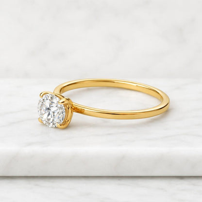 Round Lab Grown Diamond Ring Solitaire Diamond Engagement Ring Round Diamond Wedding Ring for Her Minimalist Anniversary Ring Proposal Ring