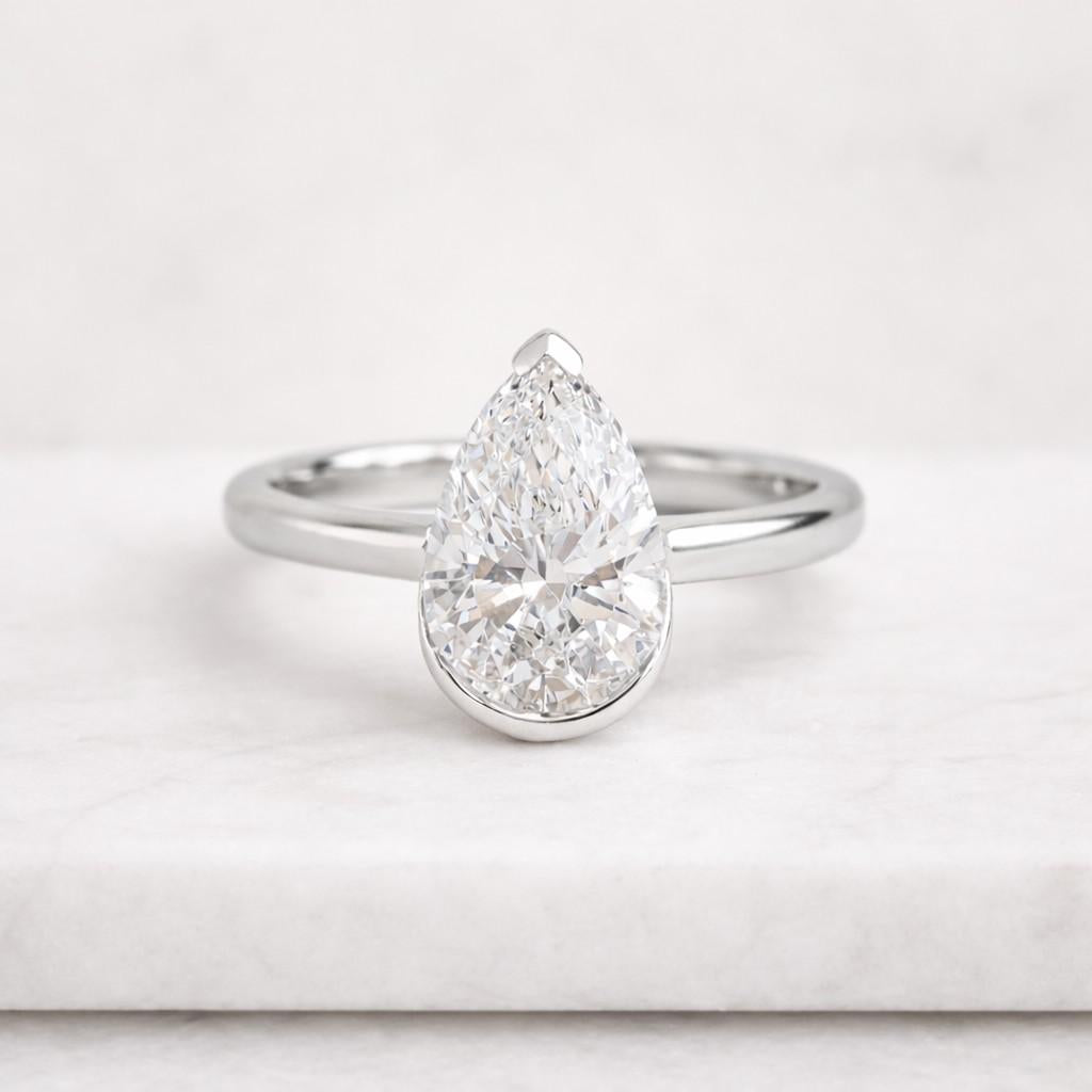 pear diamond engagement ring solitaire pear ring genuine certified lab grown diamond ring 0.50 to 3.00 ct pear diamond proposal ring for her
