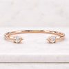 Round Diamond Open Cuff Wedding Band in 14K Solid Rose Gold