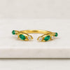 14K Yellow Gold Emerald and Diamond Open Wrap Ring