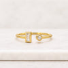Baguette and Round Lab Grown Diamond Open Cuff Band In 14K