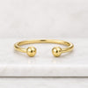 14K Solid Yellow Gold Open Cuff Ball Ring