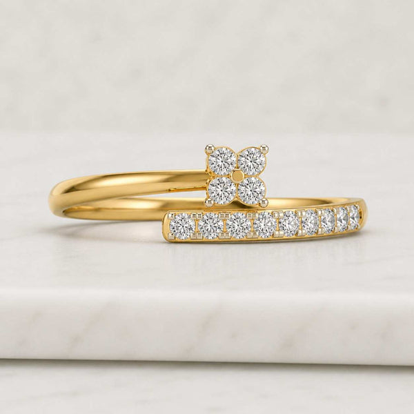 open ring gold ring diamond ring wrap ring bypass ring flower ring cluster ring stacked ring double band ring adjustable ring women ring fine jewelry statement ring elegant ring