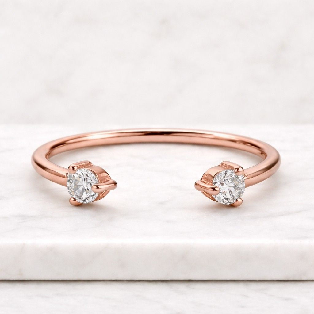 Marquise cut Lab Grown Diamond Cuff Ring, Custom Open Gap Ring, Engagement Ring, Perfect Matching Band, Wrap Around Ring, Open Stacking Band