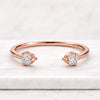 Round Diamond Open Cuff Ring Minimalist Stackable Ring