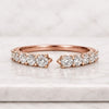 Round Cut Diamond Open Cuff Wedding Band in Rose Gold