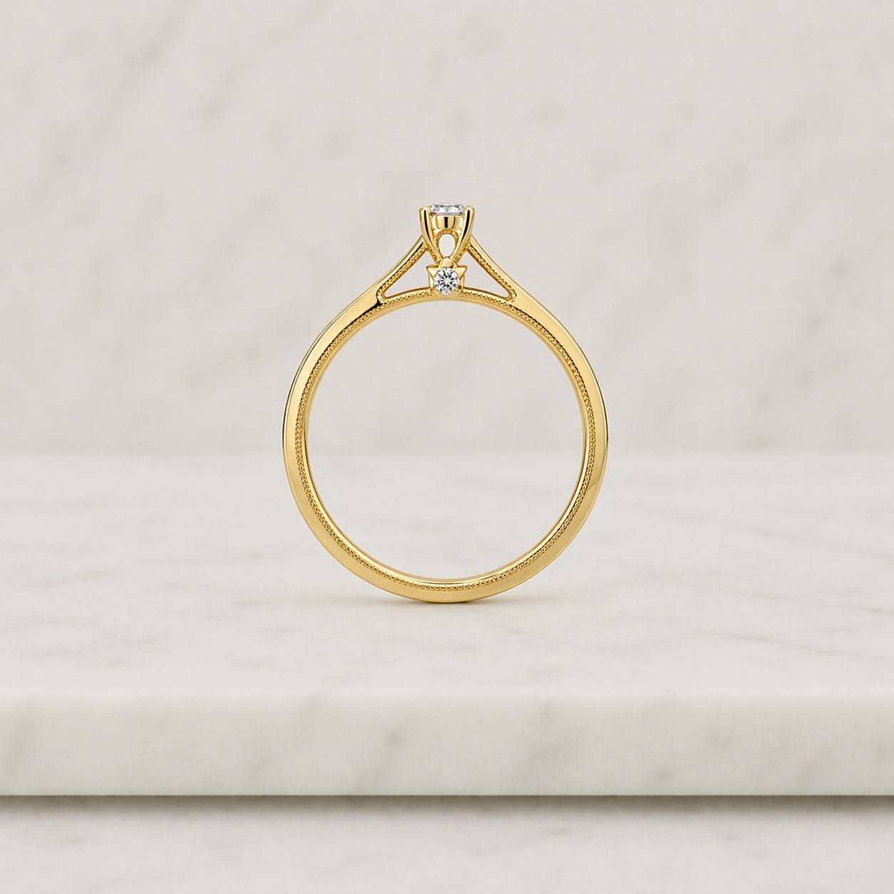 vintage style ring, oval cut moissanite engagement ring, milgrain ring, prong set ring, filigree ring, yellow gold ring, gift for her
