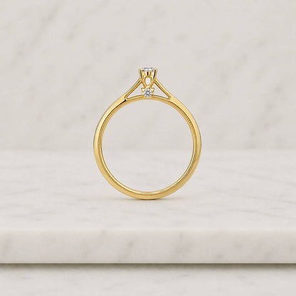 Vintage Style Ring, Oval Cut Moissanite Engagement Ring, Milgrain Ring, Prong Set Ring, Filigree Ring, Yellow Gold Ring, Gift For Her
