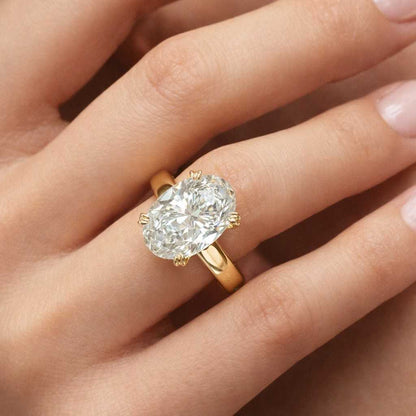 3.5 Ct Oval Cut Moissanite Engagement Ring 14K Yellow Gold Solitaire Ring Classic Bridal Anniversary Promise Gift for Her Women
