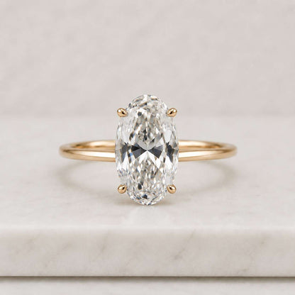 Classic Oval Moissanite Engagement Ring | 14K Gold Solitaire Proposal Ring | Dainty Wedding & Anniversary Ring for Her