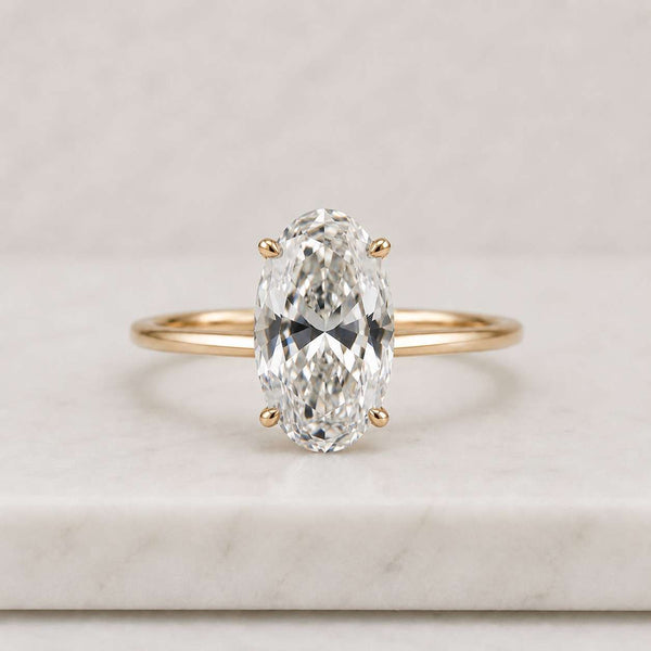 Classic Oval Moissanite Engagement Ring | 14K Gold Solitaire Proposal Ring | Dainty Wedding & Anniversary Ring for Her
