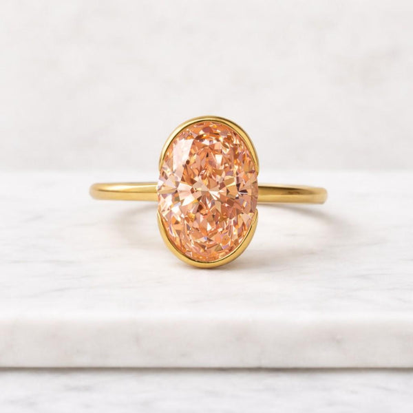 oval cut ring pink stone ring solitaire ring bezel ring oval engagement ring pink engagement ring gold ring for women statement ring elegant ring handmade ring fine jewelry oval gemstone ring