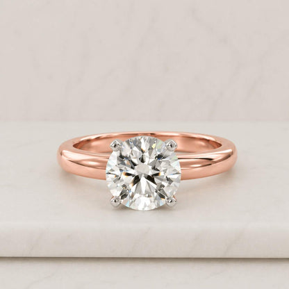 1 Carat E VS1 Round Brilliant 4 Prong Setting Lab Grown Diamond Engagement Ring in 14k Gold, Round Solitaire Diamond Ring IGI Certified