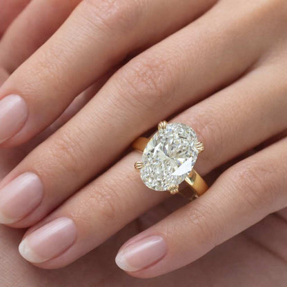 1.00-4.00CT Oval Lab Diamond Solitaire Engagement Ring, 14K 18K Gold, Proposal Bridal Ring

