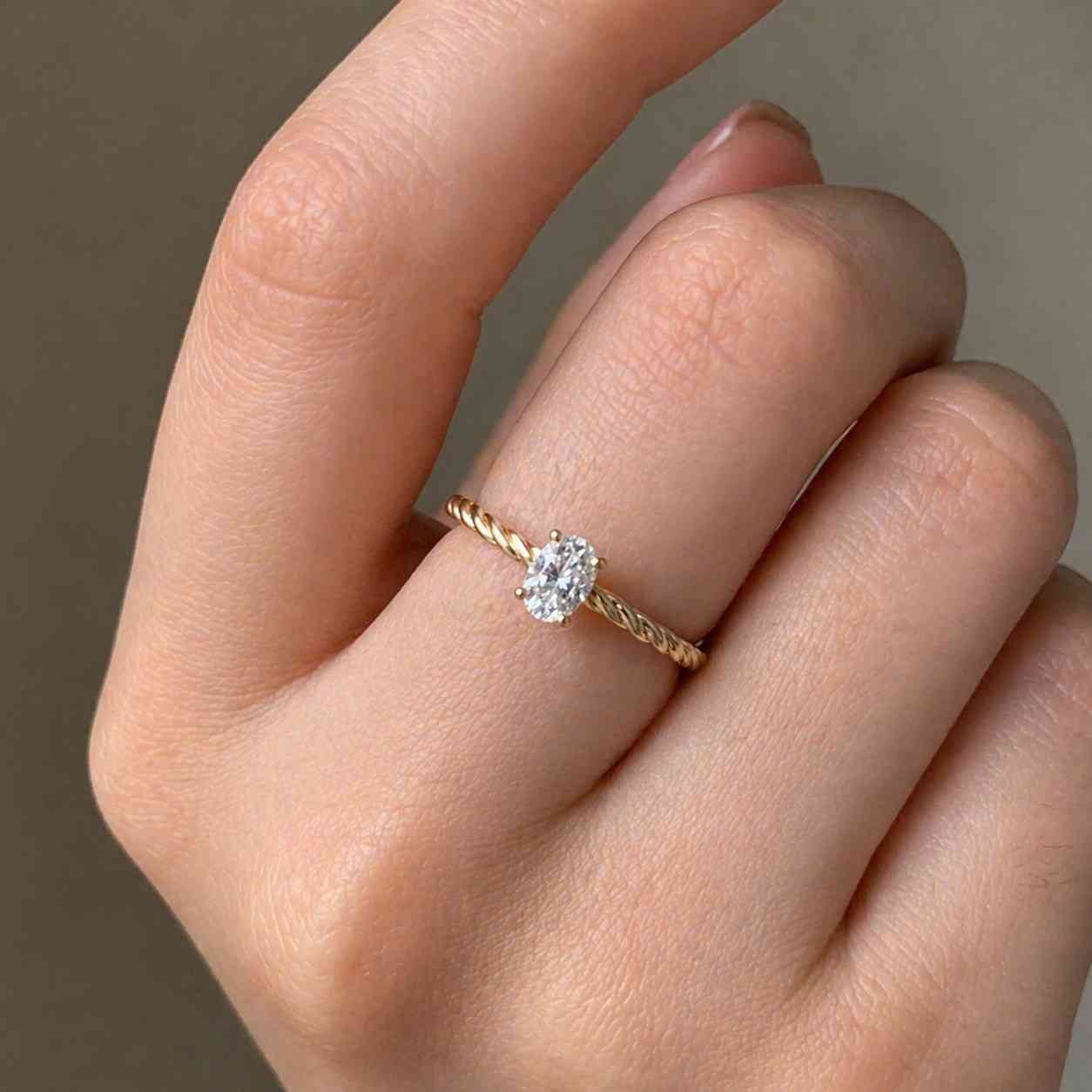 oval cut moissanite hidden halo engagement ring with twisted band ring, unique rope pave moissanite wedding ring for her, anniversary gifts