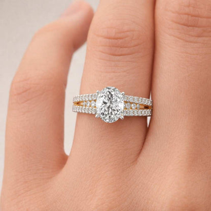 oval cut ring split band ring pave setting ring enhancer style ring cocktail ring bridal jewelry engagement jewelry fine ring luxury accessory women jewelry fashion jewelry