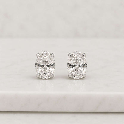 Certified 1.00 ct to 12.00 ct Oval Shape Lab Diamond or Moissanite Stud Earrings | Screwback or pushback | Yellow, Rose or White Gold
