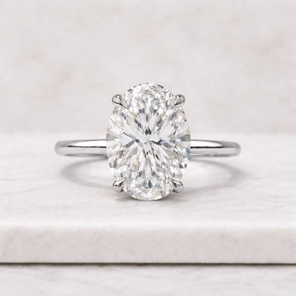 2ct Oval Cut Hidden Halo Moissanite Engagement Ring in 10k Solid Yellow Gold with Plain Wedding Band, Single Stone Solitaire Ring for Gift
