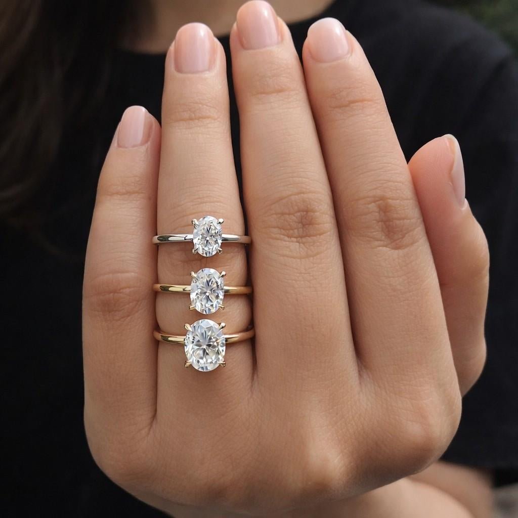 14K Solid Gold Oval Cut Lab Diamond Engagement Ring / IGI Certified F VS1 Diamond Solitaire Ring / Unique Wedding Band / Gift for Fiancee