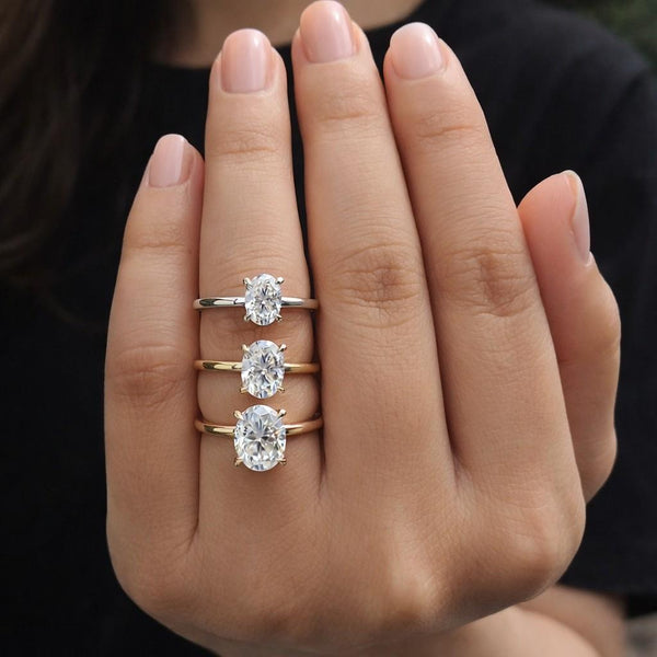 14K Solid Gold Oval Cut Lab Diamond Engagement Ring / IGI Certified F VS1 Diamond Solitaire Ring / Unique Wedding Band / Gift for Fiancee