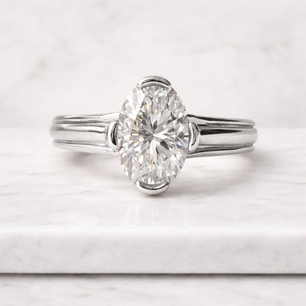 oval diamond engagement ring lab grown diamond solitaire ring wedding anniversary gifts simple diamond ring for proposal 10k 14k 18k gold