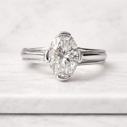 Oval Diamond Engagement Ring Lab Grown Diamond Solitaire Ring Wedding Anniversary Gifts Simple Diamond Ring for Proposal 10k 14k 18k Gold