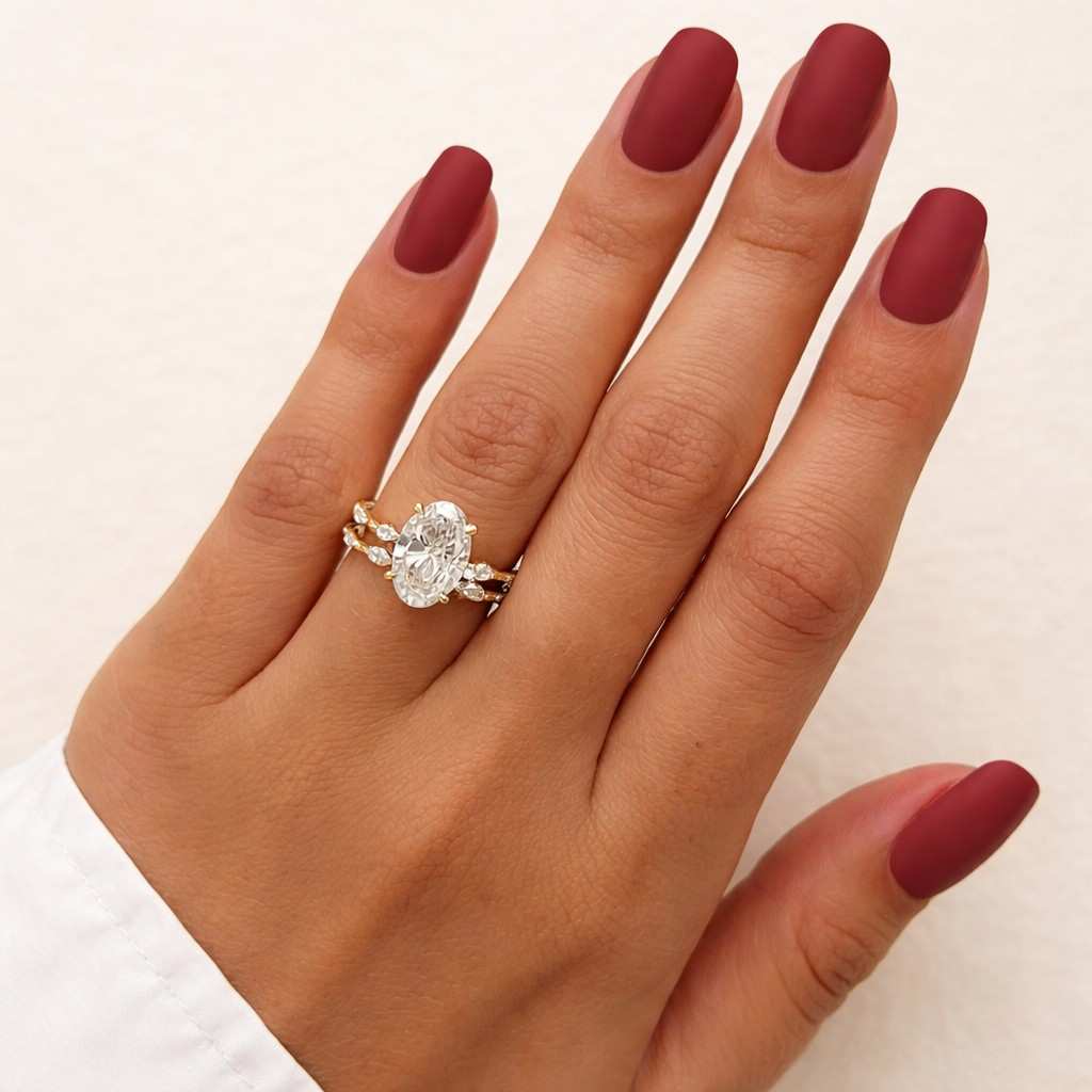 oval diamond ring oval wedding ring oval bridal set rose gold bridal set engagement band wedding band curved band