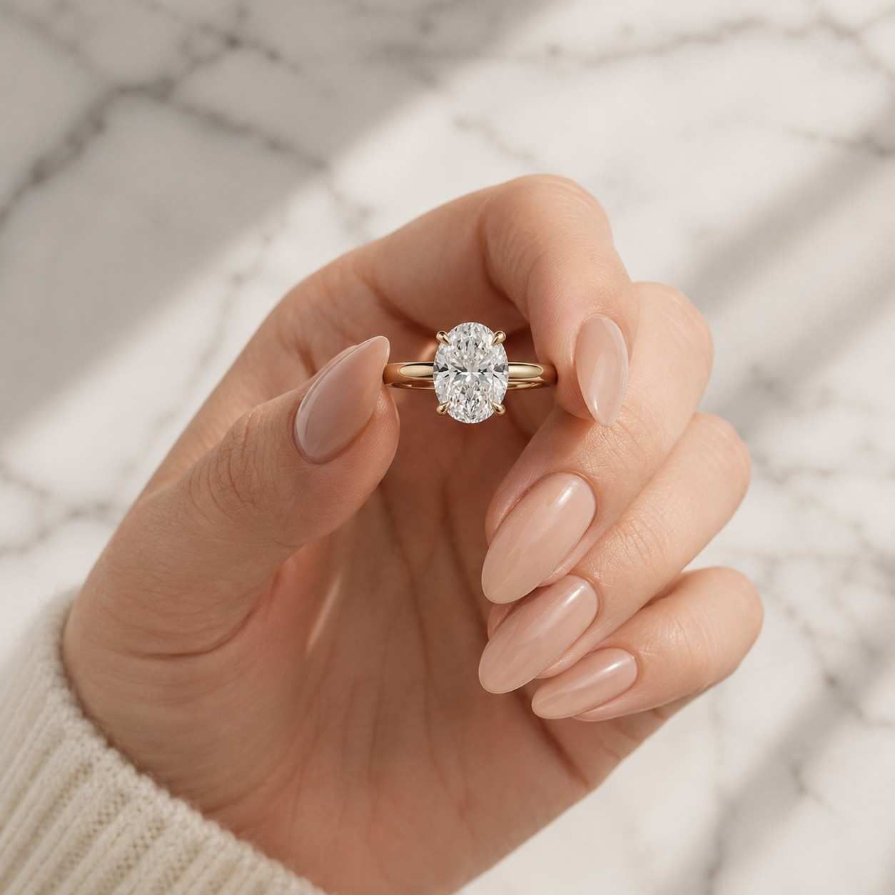 oval diamond ring lab grown diamond ring solitaire ring for proposal classic simple diamond ring oval lab diamond ring 10k 14k 18k gold ring
