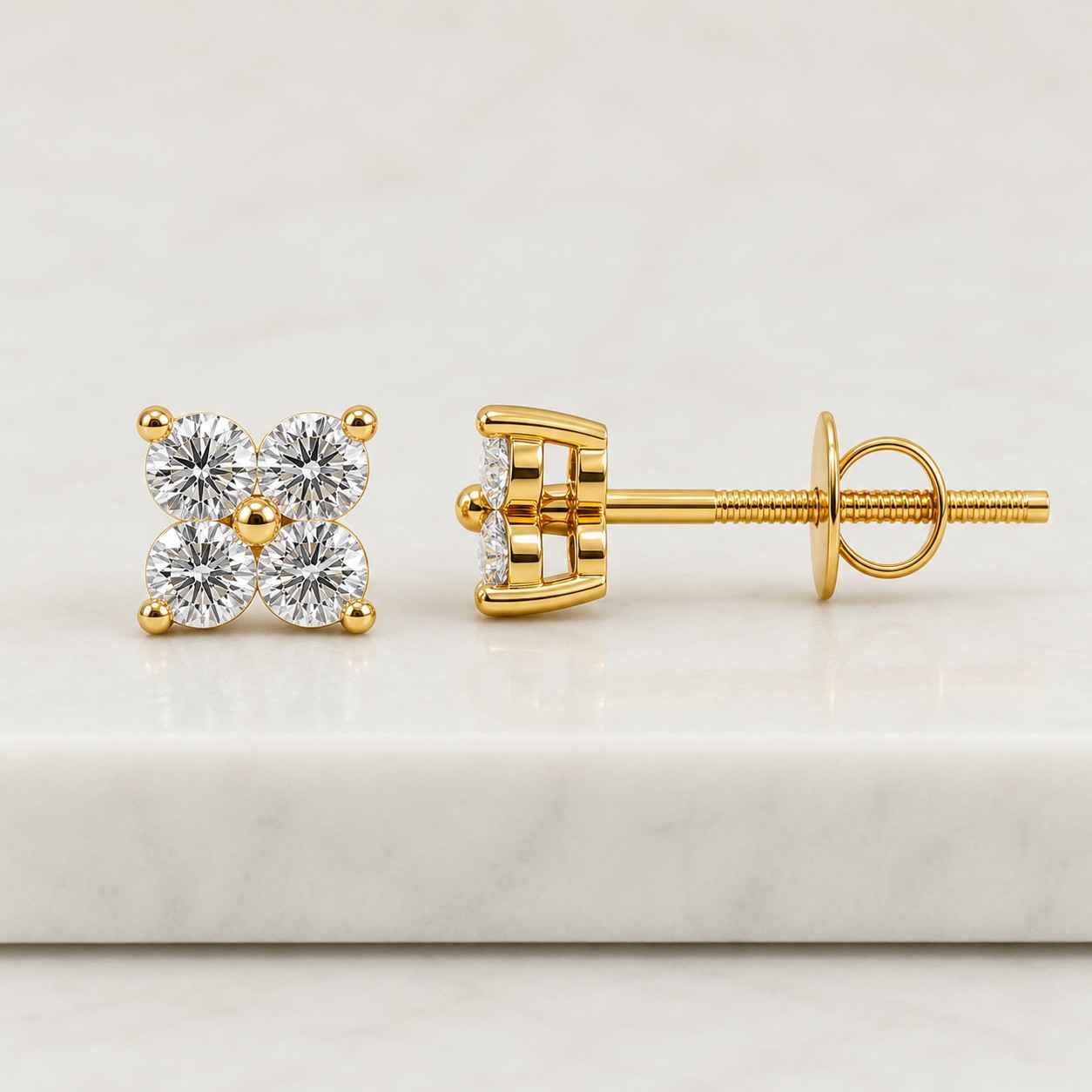 Round Cut Lab Grown Diamond Stud Earrings 0.80 CT Four Stone Cluster Earrings Minimalist Diamond Earrings Gift for Her
