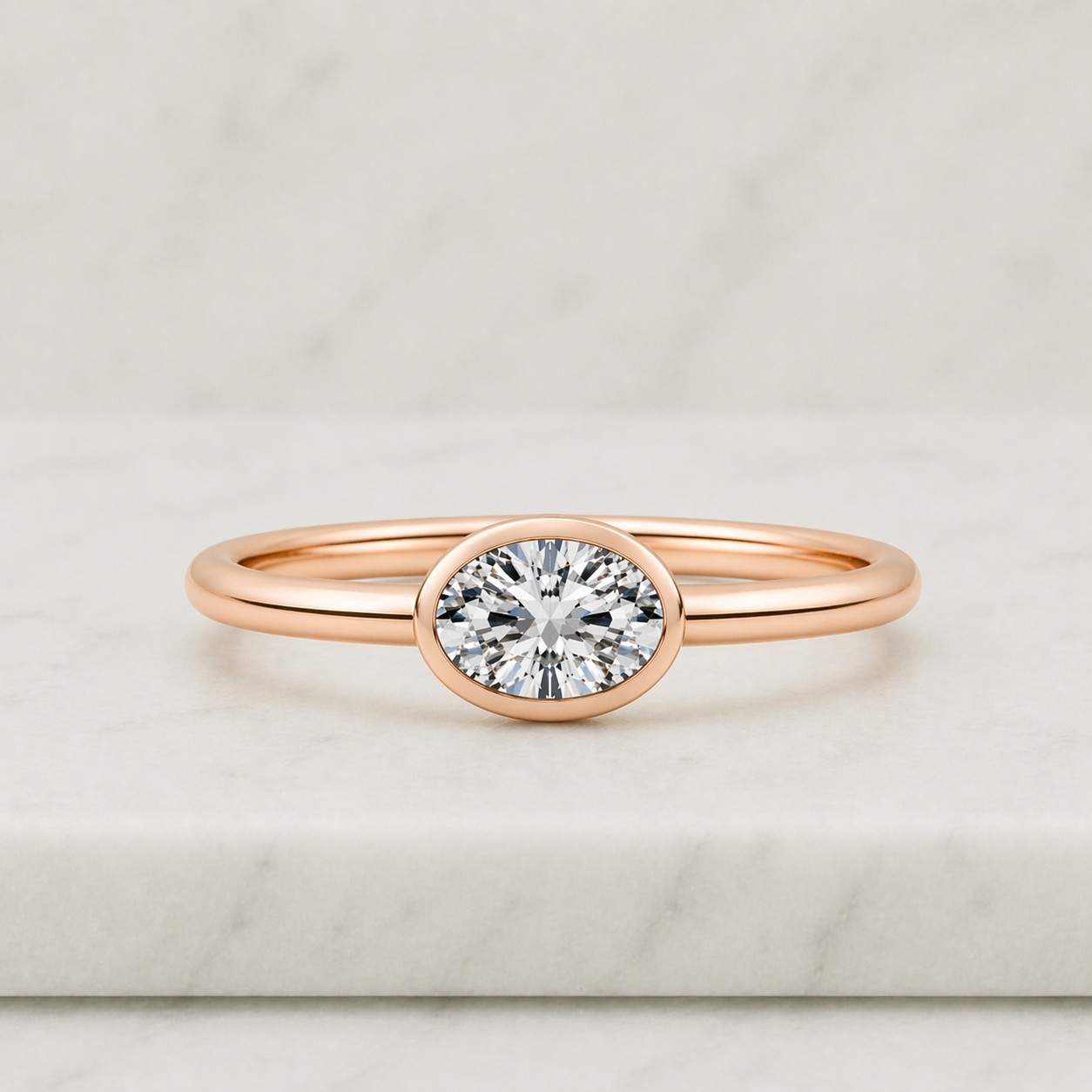 oval simulated diamond moissanite engagement ring: 14k gold sterling silver bezel setting ring