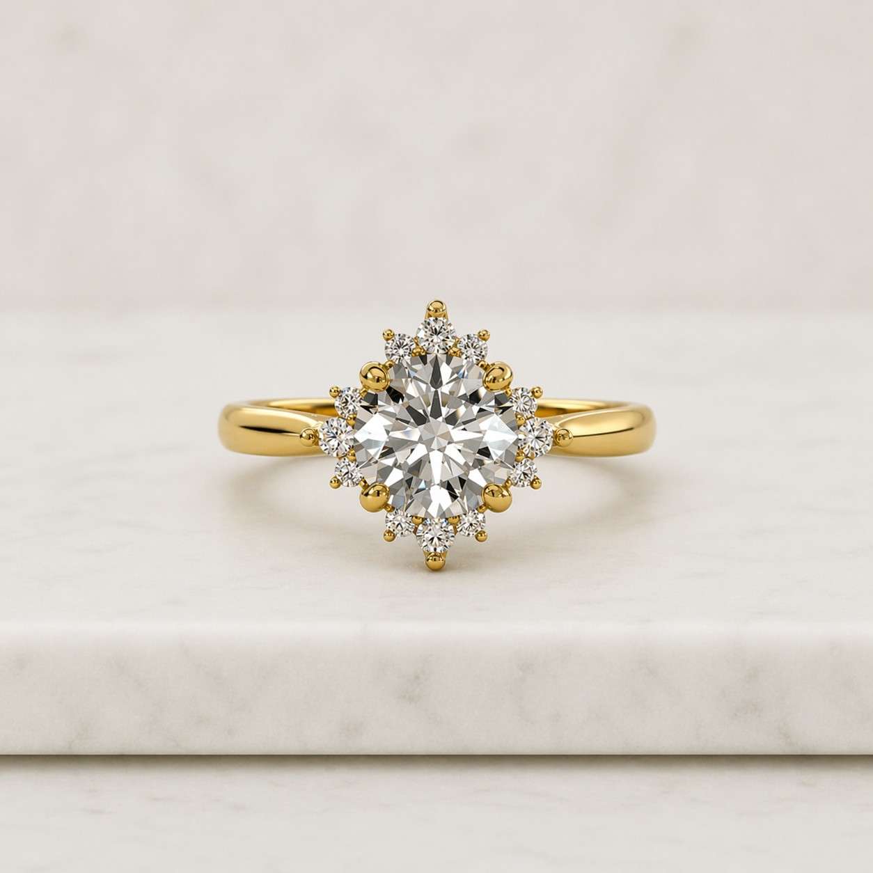 vintage igi certified 2 carat d/vs1 round excellent cut diamond engagement ring 14k yellow gold lab grown diamond ring unique halo ring
