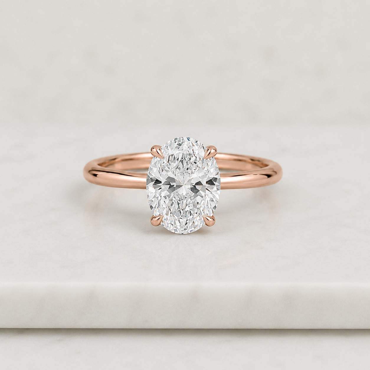 oval lab grown diamond engagement ring, hidden halo solitaire ring, 14k gold dainty bridal ring, proposal ring, anniversary gift for her
