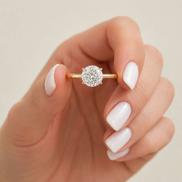 Floral Portuguese Cut Round Colorless Diamond Solitaire Engagement Ring Round Side Diamond Wedding Ring Antique Proposal Promise Gift Ring
