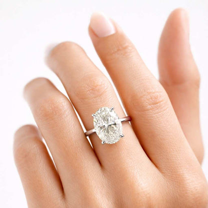 18K Solid Yellow Gold Oval Cut Moissanite Engagement Ring, D Color VVS1 Moissanite Oval Solitaire Promise Ring, Gorgeous Classic Oval Ring.
