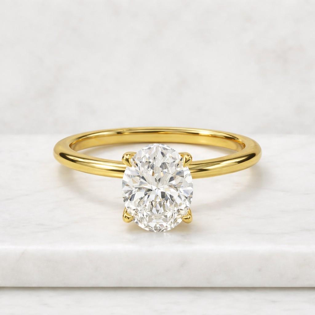3.00 ct oval shape moissanite engagement ring solitaire four prong set bridal wedding ring for her minimalist design 14k solid yellow gold
