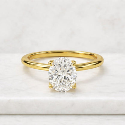 3.00 CT Oval Shape Moissanite Engagement Ring Solitaire Four Prong Set Bridal Wedding Ring For Her Minimalist Design 14k Solid Yellow Gold

