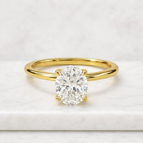 3.00 CT Oval Shape Moissanite Engagement Ring Solitaire Four Prong Set Bridal Wedding Ring For Her Minimalist Design 14k Solid Yellow Gold
