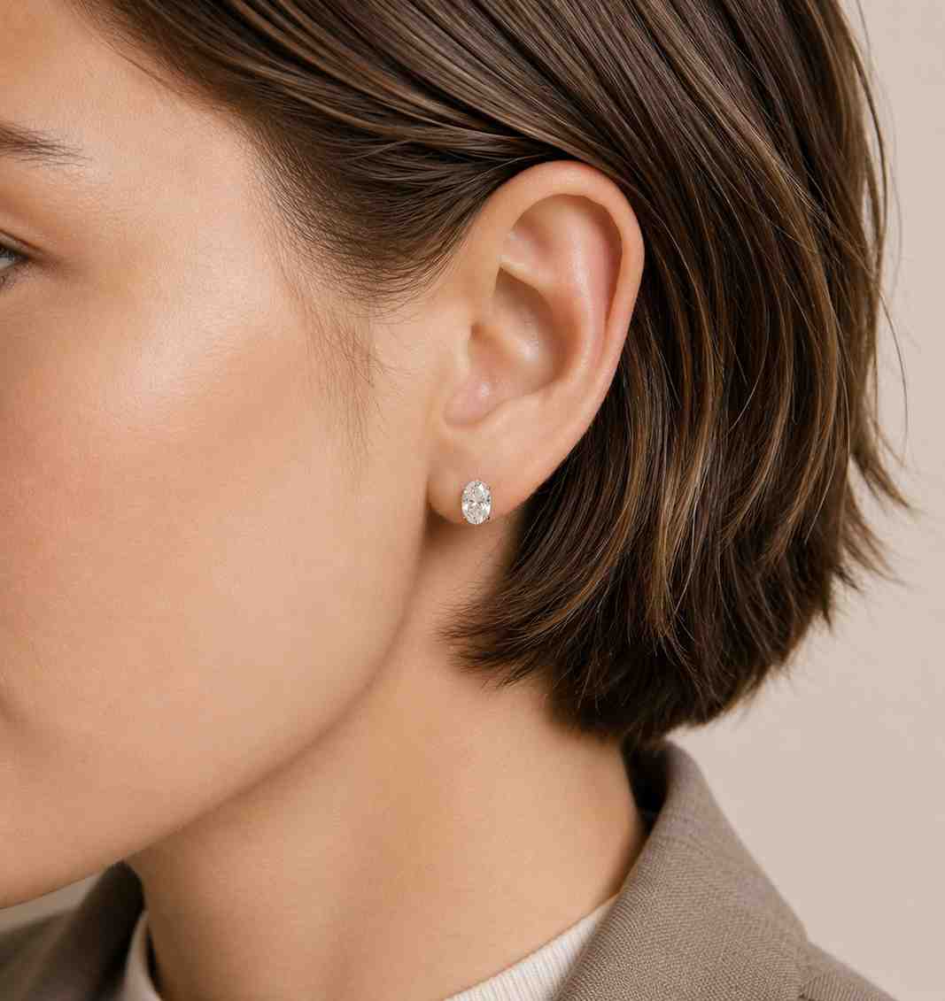 Oval Cut Lab Grown Diamond Stud Earrings, 2 Carat Solitaire Gold, Daily Wear Jewelry
