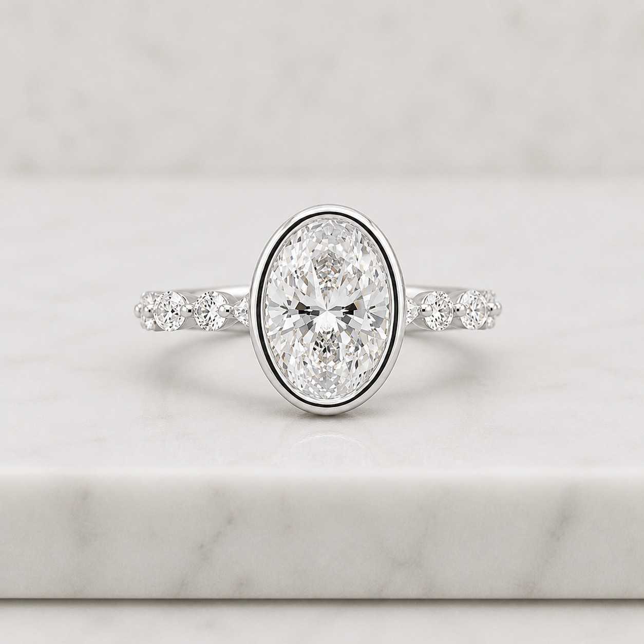 oval ring bezel ring engagement ring solitaire ring statement ring oval diamond oval center bezel setting white ring promise ring bridal ring women ring fine jewelry luxury ring