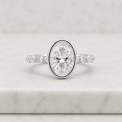 oval ring bezel ring engagement ring solitaire ring statement ring oval diamond oval center bezel setting white ring promise ring bridal ring women ring fine jewelry luxury ring
