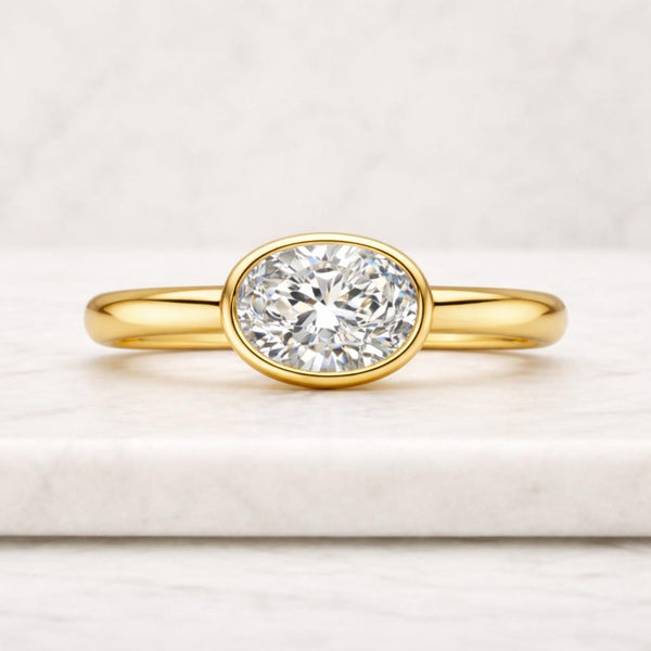oval ring bezel ring solitaire ring gold ring oval stone ring bezel set ring promise ring women ring fine jewelry ring dainty ring elegant ring slim band ring
