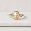 Rose Cut Oval  Lab Grown Diamond Three Stone Engagement Ring