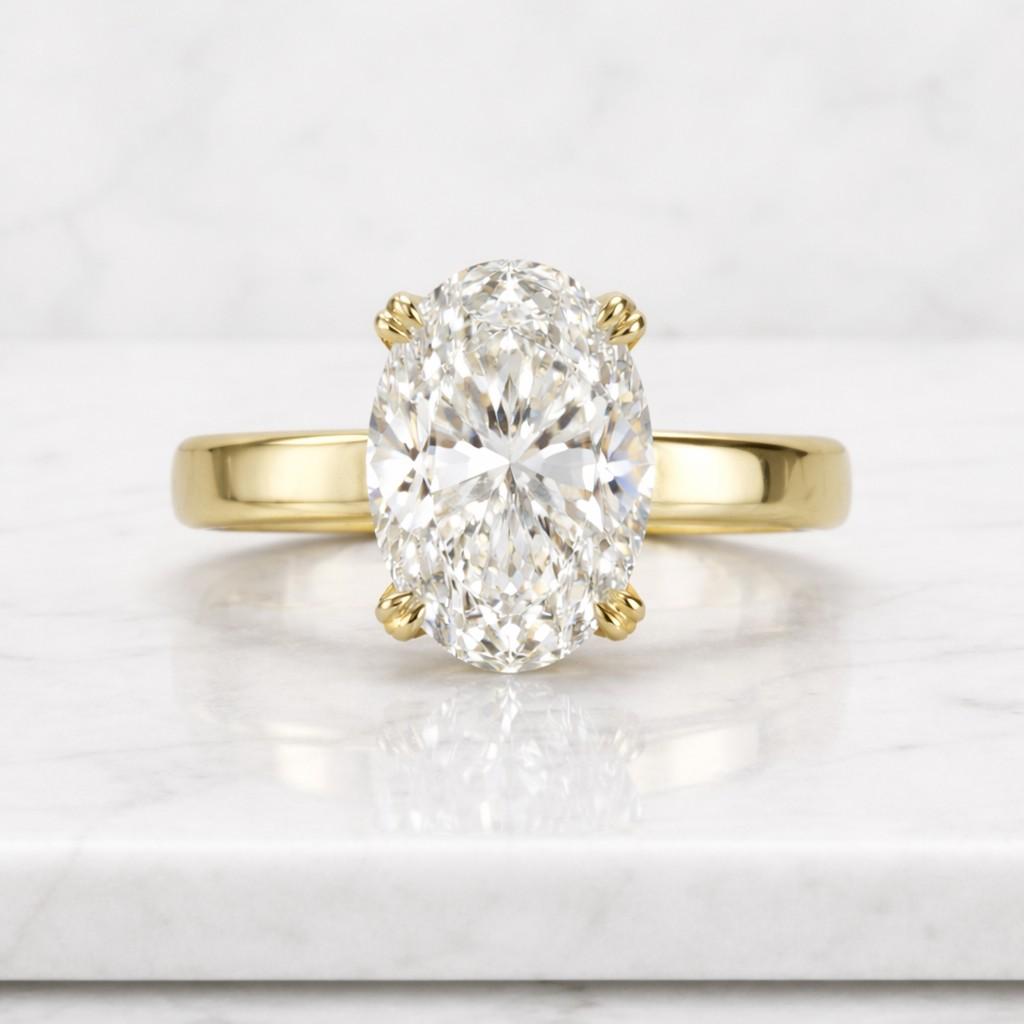 oval lab-grown diamond solitaire ring – minimalist 14k gold band