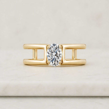 Marquise Moissanite Engagement Ring, Dual Shank Solitaire Ring, Designer Bridal Wedding Ring, Anniversary Gift, Gold Jewelry for Women
